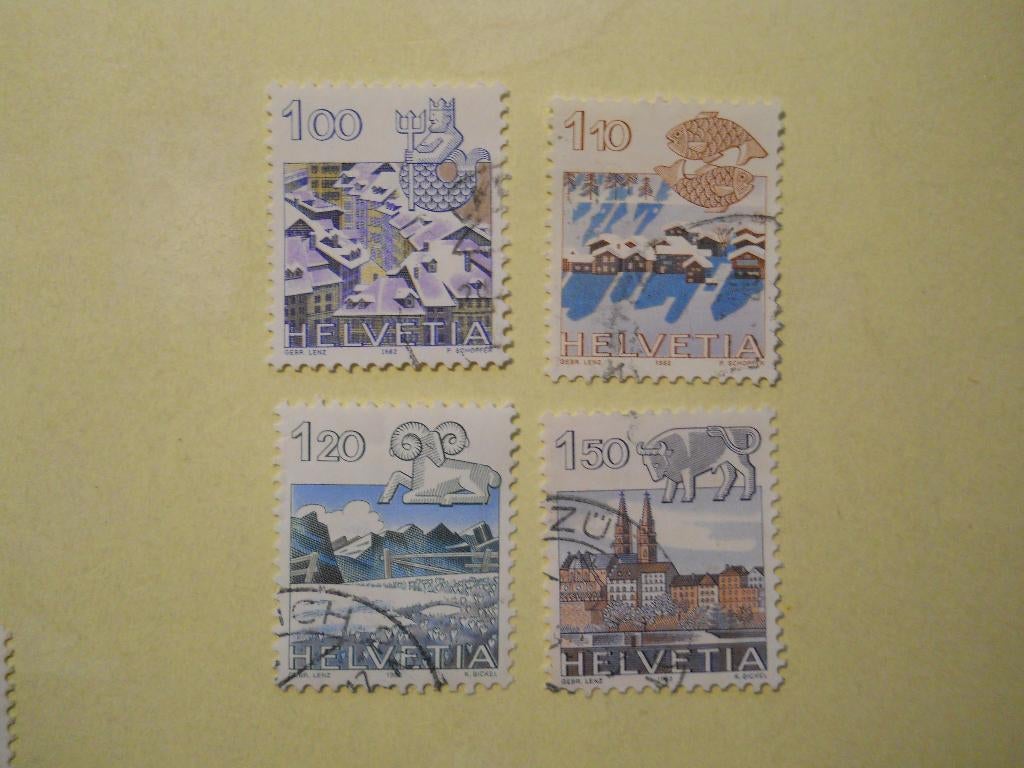 Zwitserland 1982 Tierkreiszeichen Mi.1227-1230 gestempeld, Postzegels en Munten, Postzegels | Europa | Zwitserland, Gestempeld