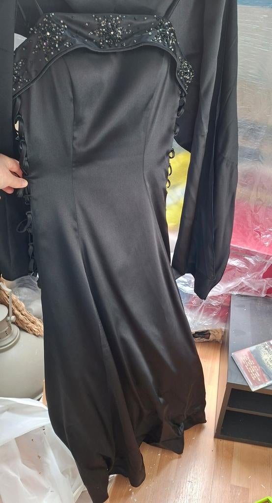 Elegante Zwarte Galajurk Maat S - Yves Calin Paris, Kleding | Dames, Gelegenheidskleding, Zo goed als nieuw, Galajurk, Maat 36 (S)