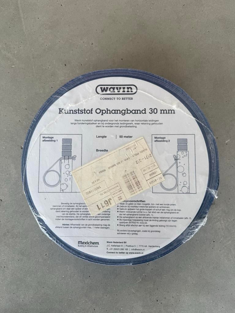 Kunststof ophangband 30 mm, Doe-het-zelf en Verbouw, Buizen en Afvoer, Ophalen, Overige materialen, 6 meter of meer, Overige typen