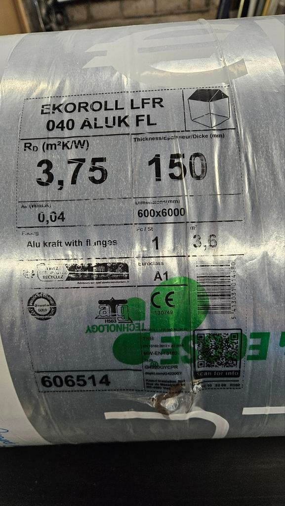 Knauf Ekoroll LFR 040 Aluk FL Isolatie - 150mm dik, Ophalen