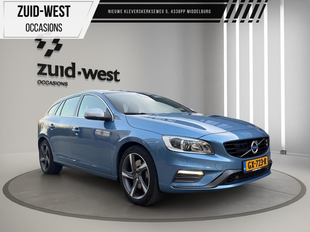 Volvo V60 2.4 D6 Twin Engine R-Design ACC Blis Dakraam Leder, Auto's, Automaat, Euro 6, Blauw, Vierwielaandrijving