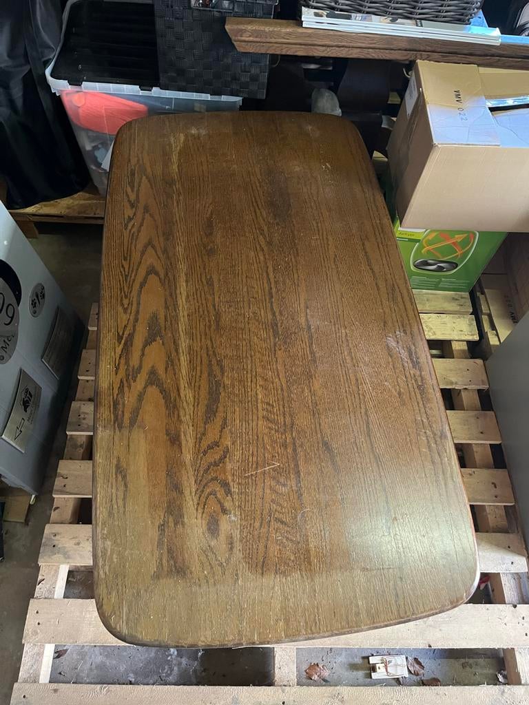 Vintage houten eiken salontafel 140x74 cm, Ophalen, Gebruikt, 100 tot 150 cm, 50 tot 100 cm