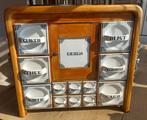 Vintage kruidenkastje met emaille laden en eierrek, Antiek en Kunst, Ophalen
