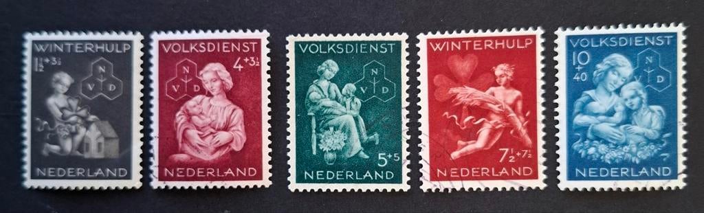 Nederland 1944 nvph 423-427 Winterhulp-Volksdienst, Postzegels en Munten, Postzegels | Nederland, Ophalen of Verzenden, Gestempeld