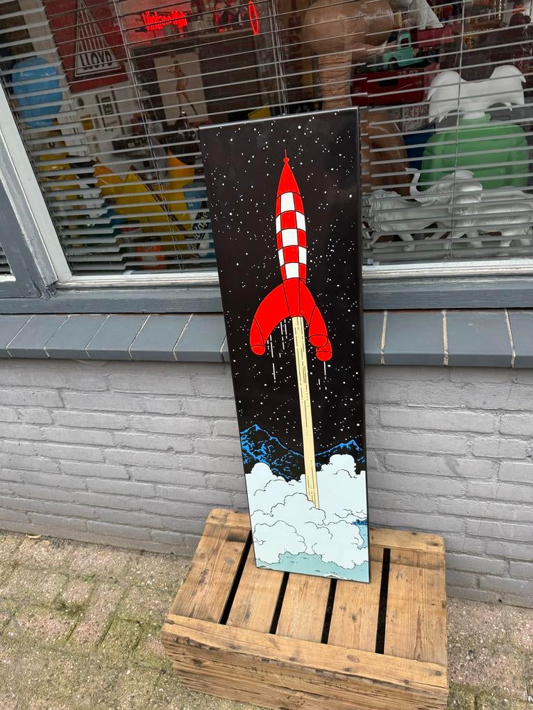 Vintage Raket Plaat - Kuifje Stijl Wanddecoratie, Ophalen