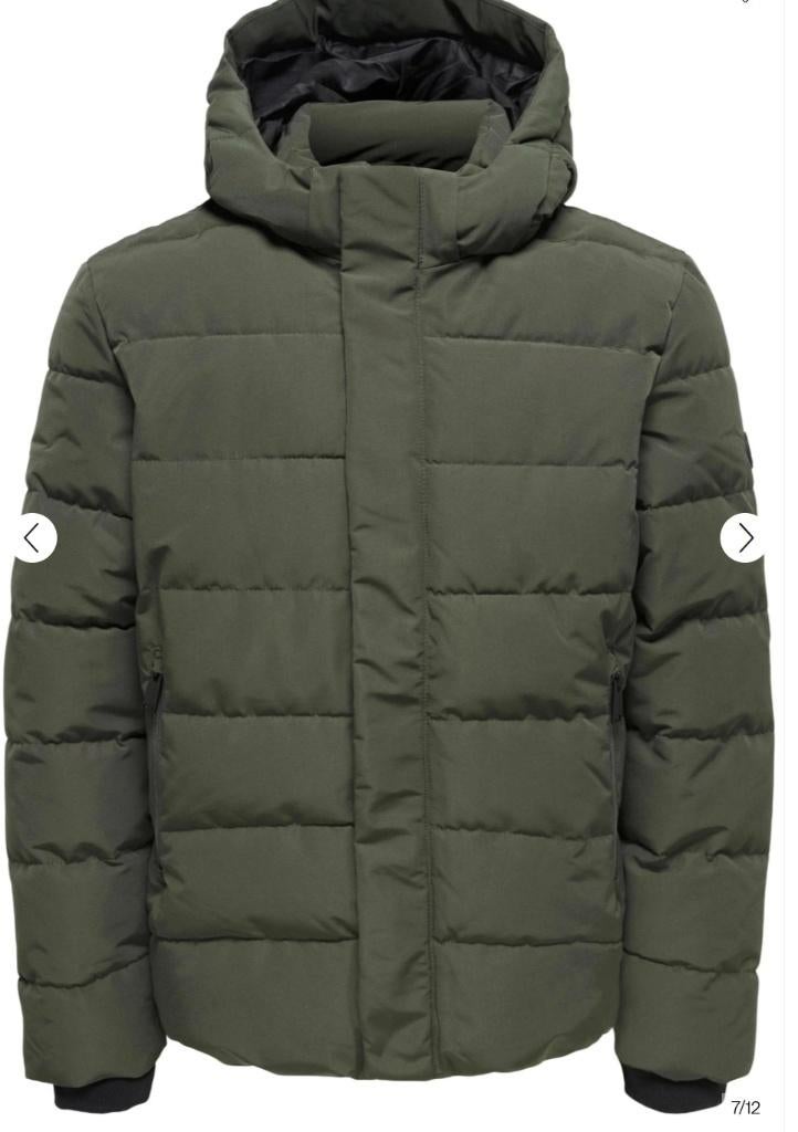 ONLY & SONS gewatteerde jas donkergroen L, Kleding | Heren, Jassen | Winter, Maat 52/54 (L), Nieuw, Ophalen of Verzenden, Groen