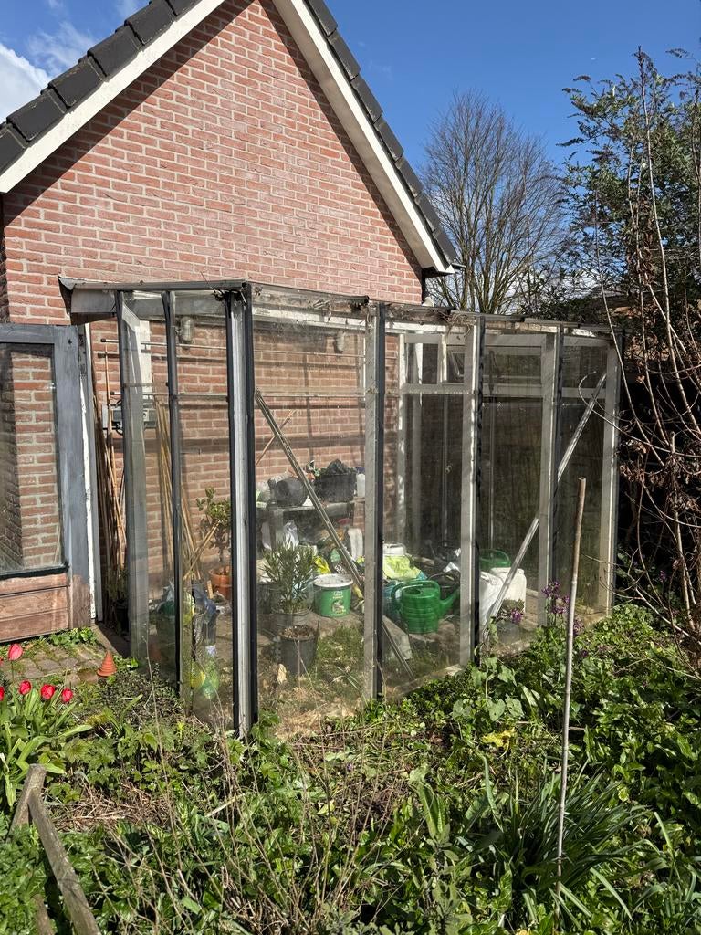 Tuinkas met aluminium profielen en glas, Tuin en Terras, Kassen, Ophalen, Gebruikt, Kweekkas, Glas