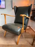 Leren scandinavische oor-fauteuil, Huis en Inrichting, Fauteuils, Ophalen, Jaren 60, mid-century, vintage, design, Gebruikt, 75 tot 100 cm