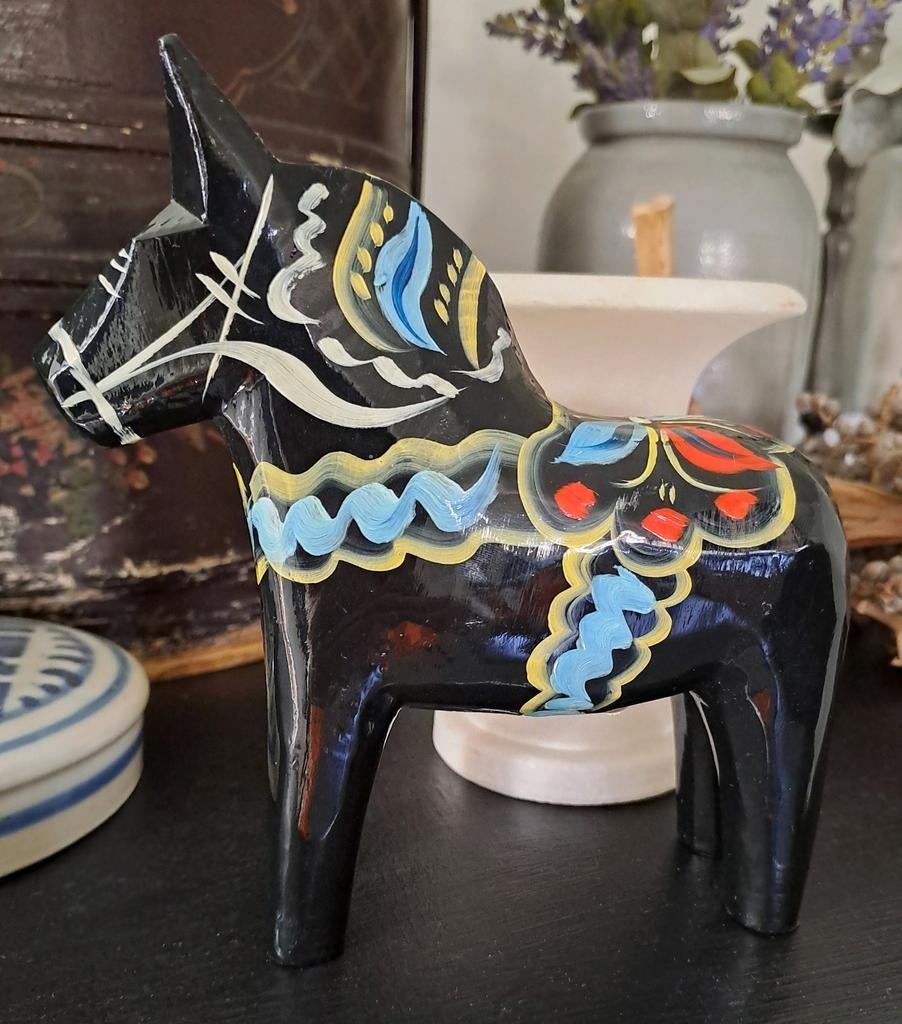 Zwart Dala paard vintage, Ophalen of Verzenden