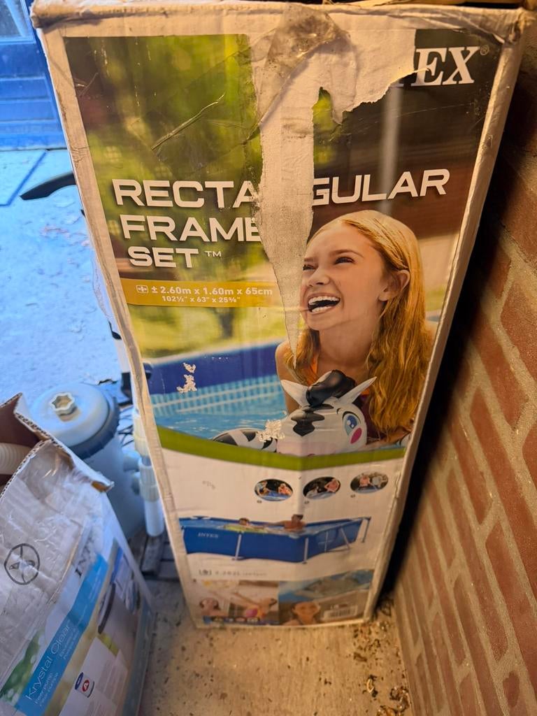 Intex Rectangular Frame Pool Set 260x160x65 cm, Tuin en Terras, Zwembaden, Ophalen, Gebruikt, Minder dan 80 cm, Minder dan 200 cm