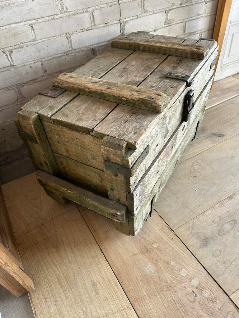 Brocante kist hout salontafel, Huis en Inrichting, Woonaccessoires | Kisten, Ophalen, Minder dan 50 cm, Gebruikt, 50 tot 100 cm