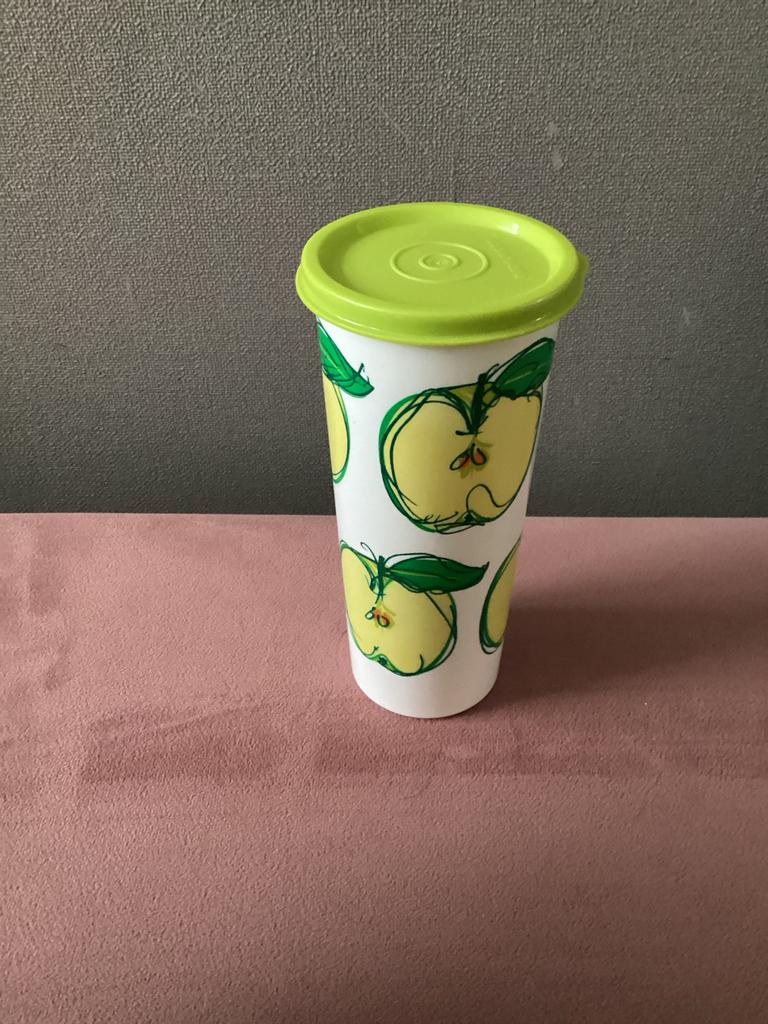 Tupperware Eco Beker met Appels - 470ml nieuw school strand, Ophalen of Verzenden, Nieuw, Wit, Beker of Kan