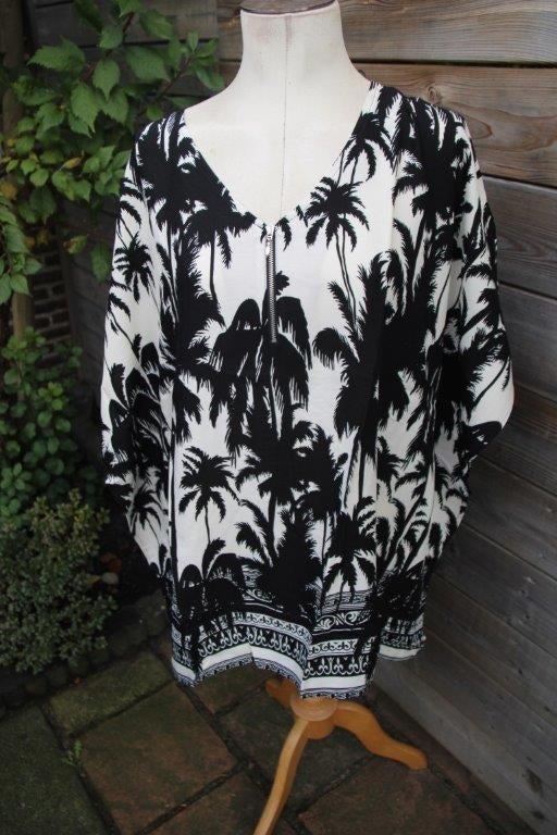 Tuniek beige/ zwart Ulla Popken mt 46/48 Nieuw Vaste prijs, Verzenden, Zwart, Maat 46/48 (XL) of groter, Nieuw