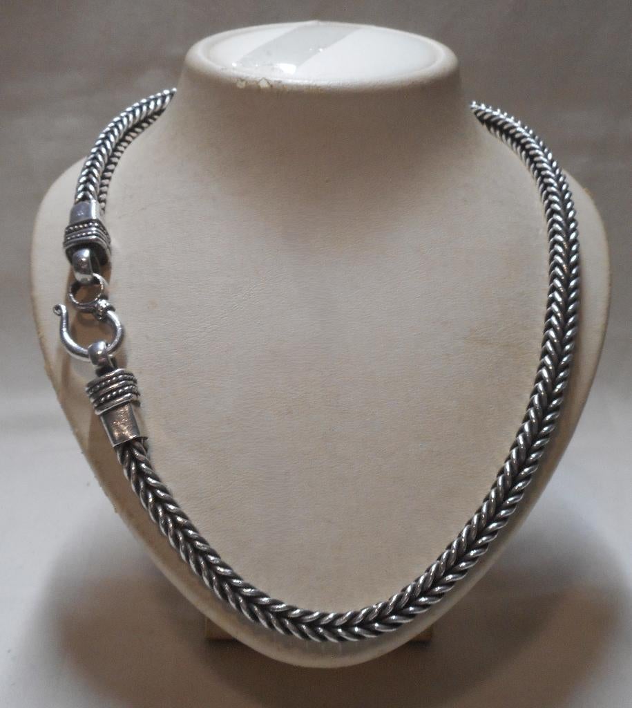 Zilveren vossenstaart ketting met haak sluiting nr.1406, Verzenden, Zo goed als nieuw, Zilver, Zilver