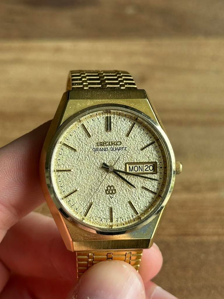 Seiko Grand Quartz diamond dust met twin quartz, Staal, Polshorloge, Ophalen of Verzenden, Zo goed als nieuw