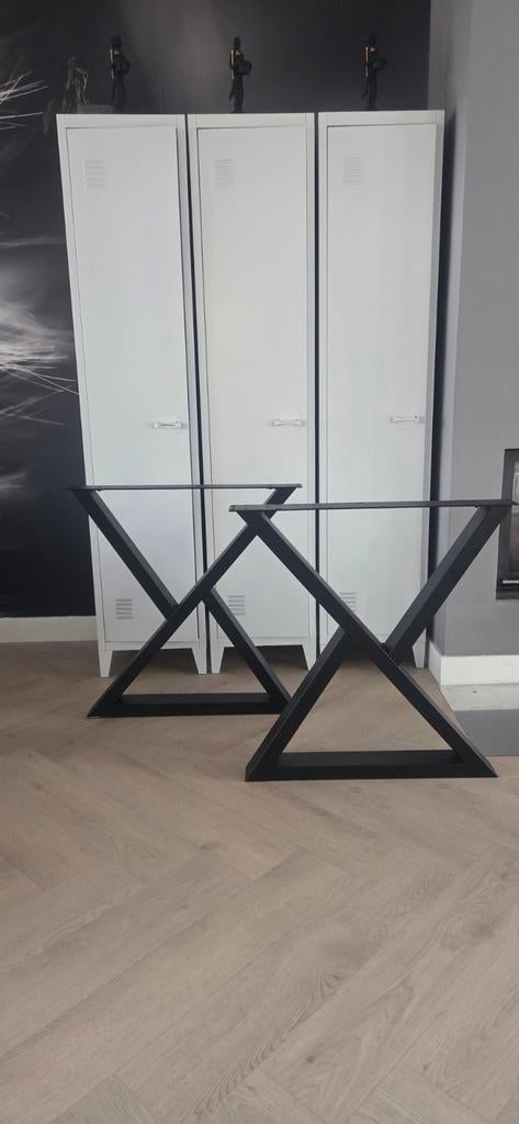 Tafelpoten staal,design, poedercoat zwart, Ophalen, 50 tot 100 cm, 50 tot 100 cm, Zo goed als nieuw