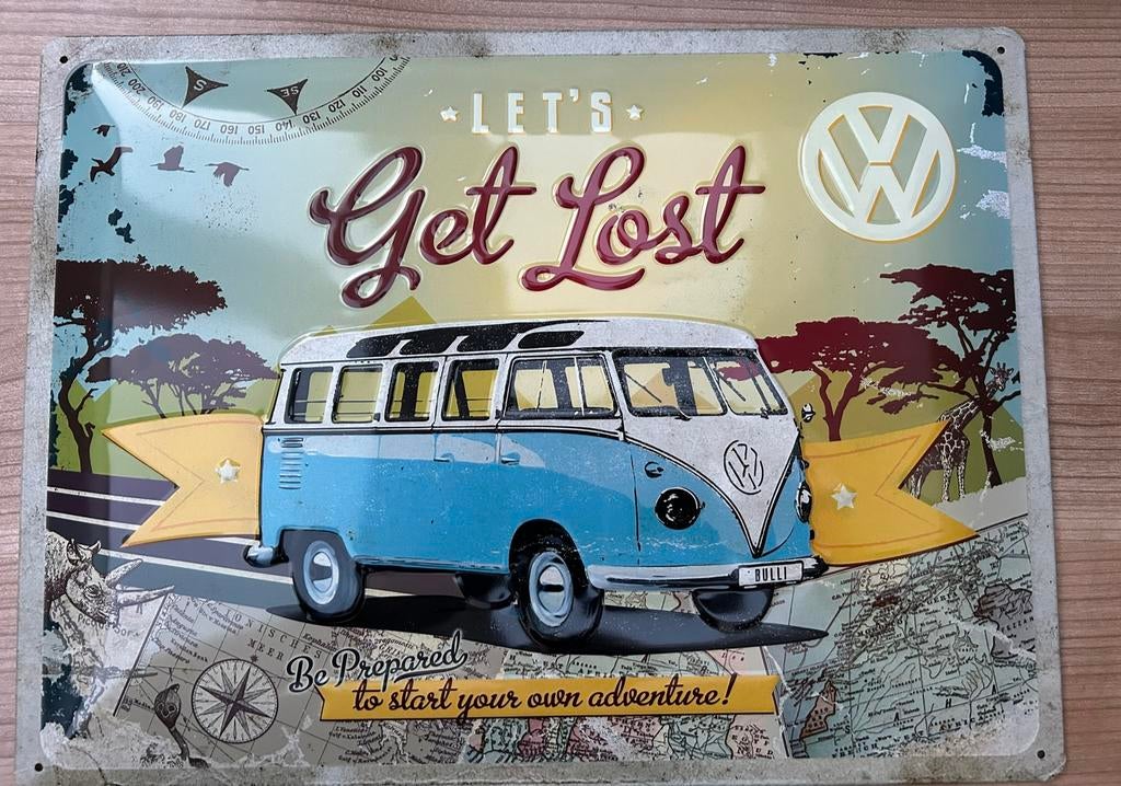 Volkswagen spijlbus Transporter camper wandbord reclamebord, Ophalen of Verzenden, Nieuw, Reclamebord