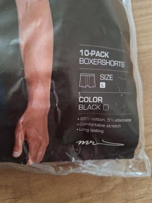 Mario Russo Boxershorts 10 Pack Maat L Zwart - Nieuw, Kleding | Heren, Ondergoed, Ophalen of Verzenden, Zwart, Mario Russo, Boxer
