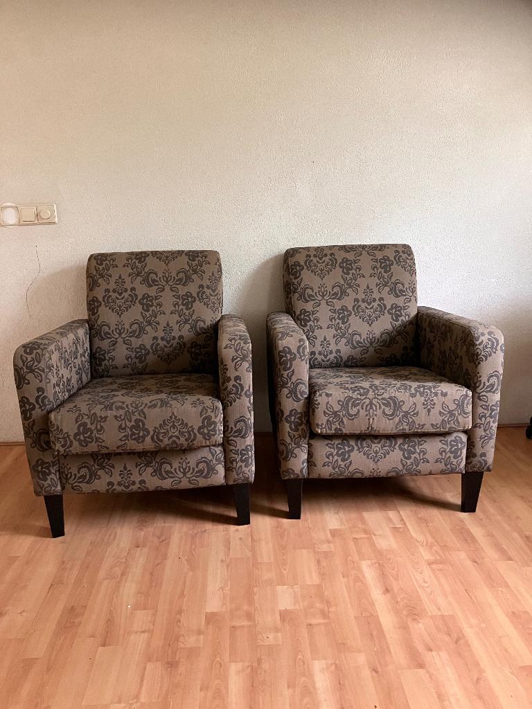 Set van 2 fauteuils MT comfortabel retro stijl nette staat, Ophalen, Gebruikt, Minder dan 75 cm, Stof