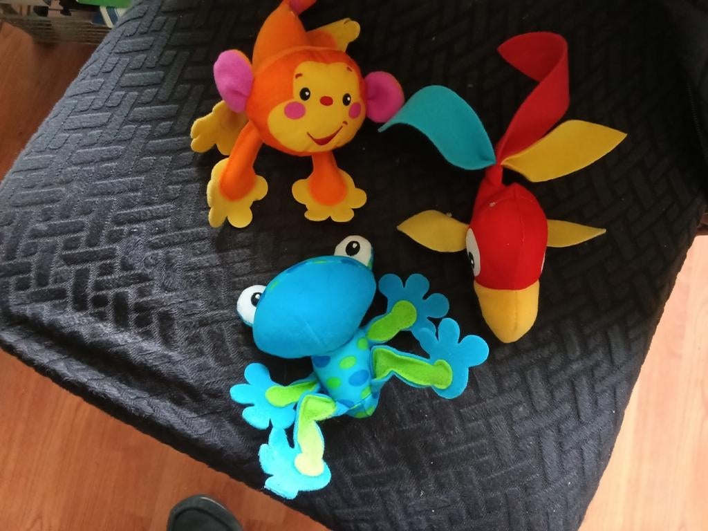Leuke  mini knuffels: aap, kikker en vogel, Kinderen en Baby's, Speelgoed | Knuffels en Pluche, Ophalen, Oranje, Gebruikt, Klein (minder dan 20 cm)