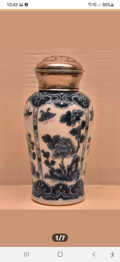 CHINESE STROOIER CHIEN -LUNG PERIODE 18e EEUW m. ZILVER DOP, Verzenden