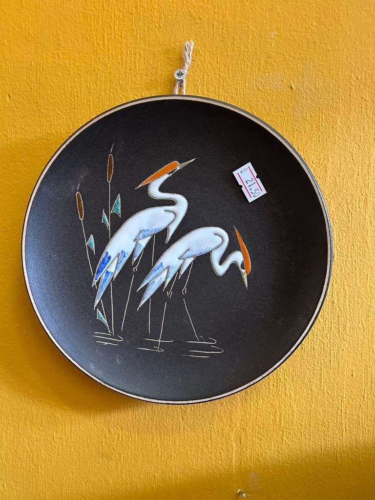 Vintage jaren 60/70 Ruscha wandbord met vogels, Ophalen of Verzenden