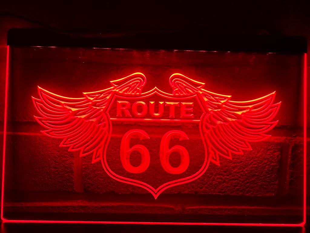 Led lichtbord ROUTE66 3d neon look, Ophalen of Verzenden, Nieuw, Lichtbak of (neon) lamp