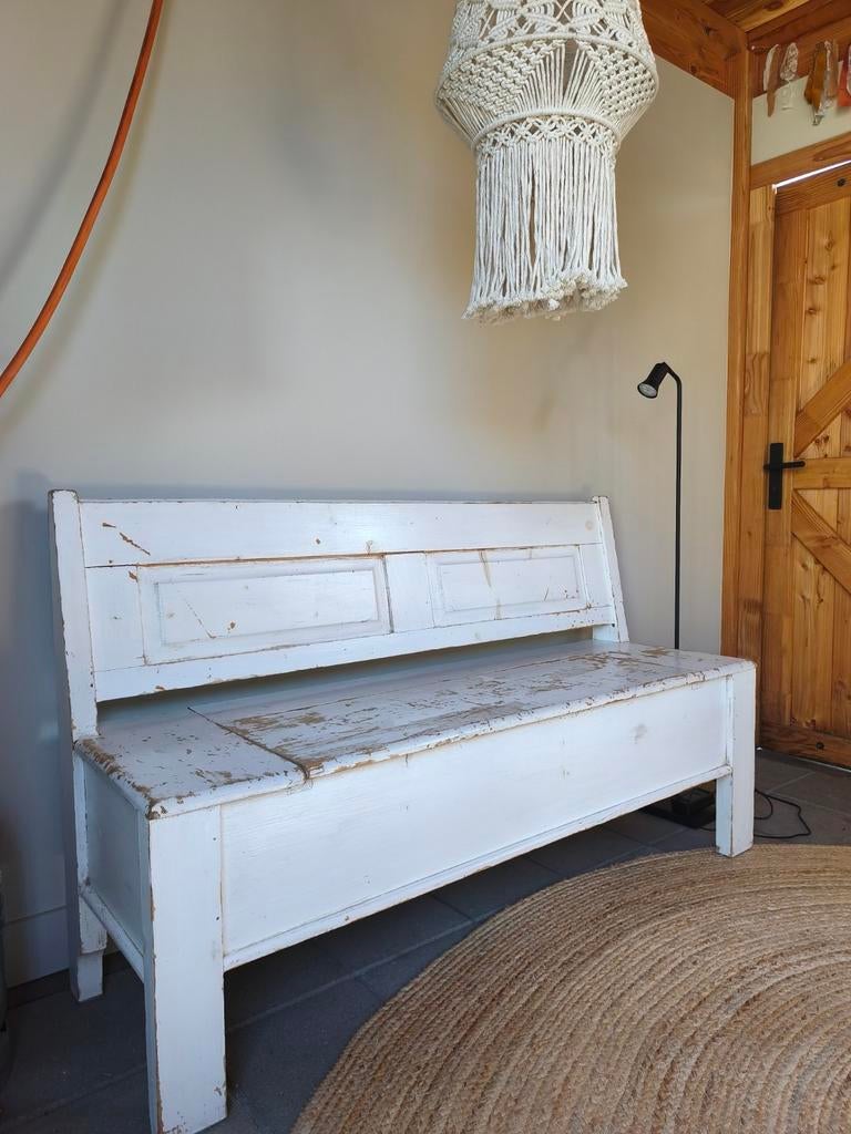 Houten klepbank, Huis en Inrichting, Banken | Bankstellen, Ophalen, Gebruikt, Overige maten, Minder dan 75 cm