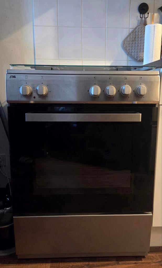 Etna FGV160RVS gasfornuis met oven - RVS, Witgoed en Apparatuur, Fornuizen, Ophalen, Gebruikt, 4 kookzones, Energieklasse A of zuiniger