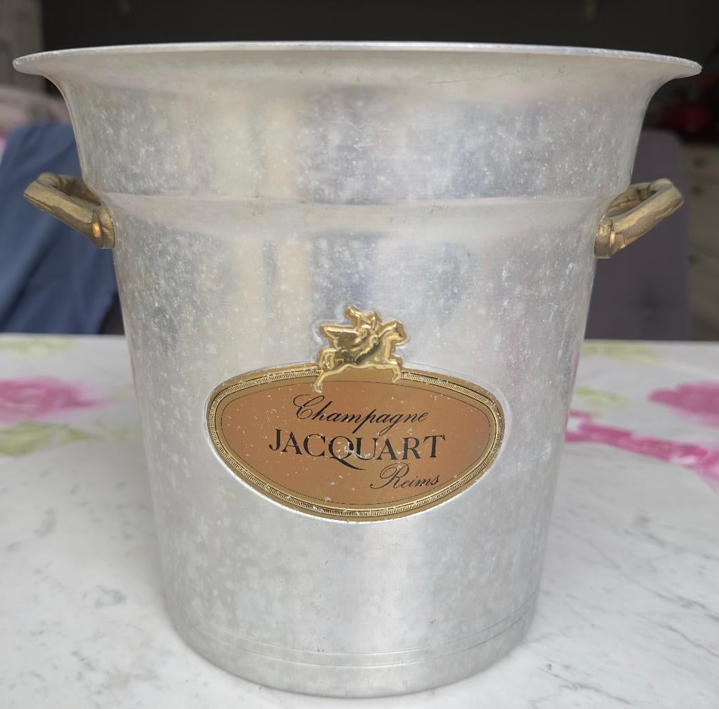 Zinken champagnekoeler Jacquart Reims – 20,5 cm hoog - Vaas, Ophalen of Verzenden, Overige kleuren, Glas, Minder dan 50 cm