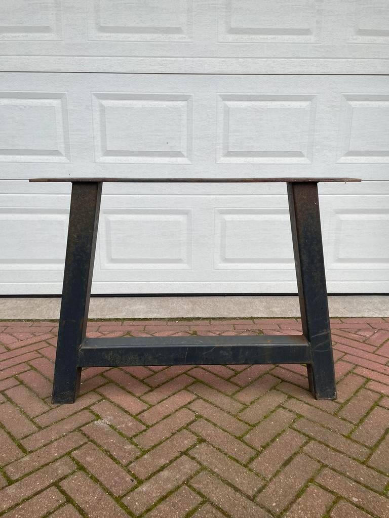 Stalen tafelpoten Tafel Buitentafel, Huis en Inrichting, Tafelonderdelen, Ophalen, Zo goed als nieuw, Rond, 50 tot 100 cm