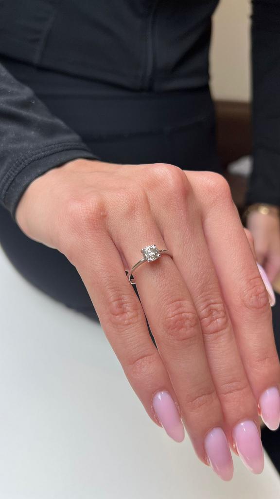 1.03 ct Diamanten Ring VS1 – 14K Witgoud Verlovingsring, Wit, Ophalen of Verzenden, Zo goed als nieuw, 17 tot 18