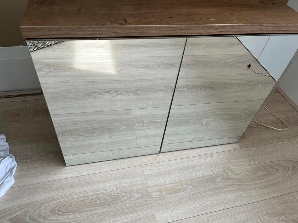 Badplaats Spiegelkast Paso LED 80x20x60 cm Bruin Eiken, Ophalen, Spiegelkast, 50 tot 100 cm, Zo goed als nieuw