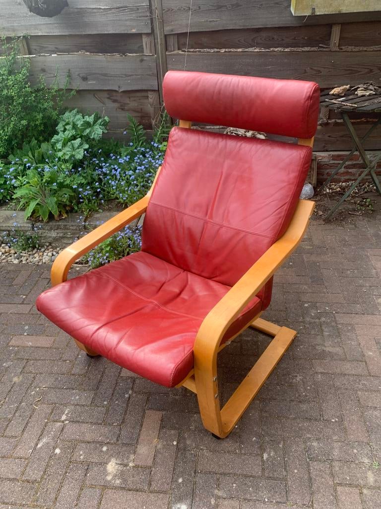 Relaxstoel poang Ikea, Huis en Inrichting, Fauteuils, Gebruikt, Minder dan 75 cm, Leer, Ophalen of Verzenden