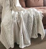 Sprei plaid kleed gehaakt 175x165 - wit 100% katoen - roos, Ophalen of Verzenden