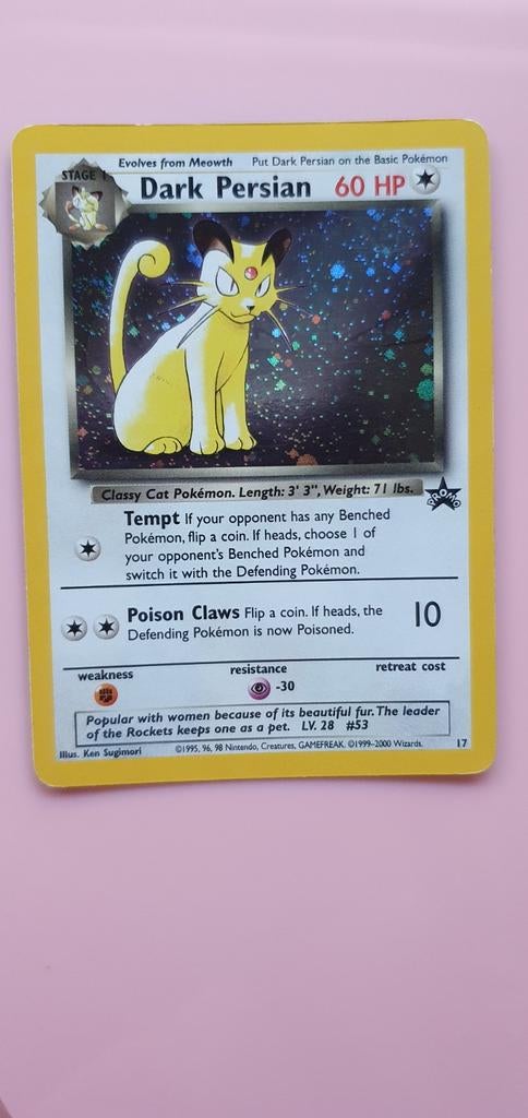 Dark Persian 17 holo promo  pokemon kaart, Ophalen of Verzenden, Zo goed als nieuw