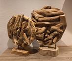 Set van 2 unieke drijfhout ornamenten op standaard, Ophalen