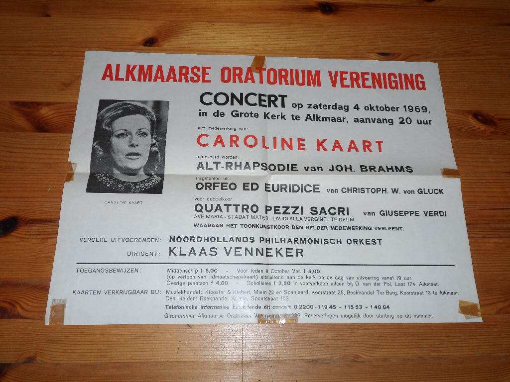 Alkmaarse oratorium vereniging - caroline kaart, Ophalen of Verzenden, Gebruikt, Foto of Kaart