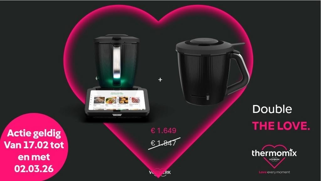 Thermomix TM7 + Extra Beker - Actie! Den haag delft, Nieuw, 3 snelheden of meer, Ophalen of Verzenden, 2 tot 3 liter