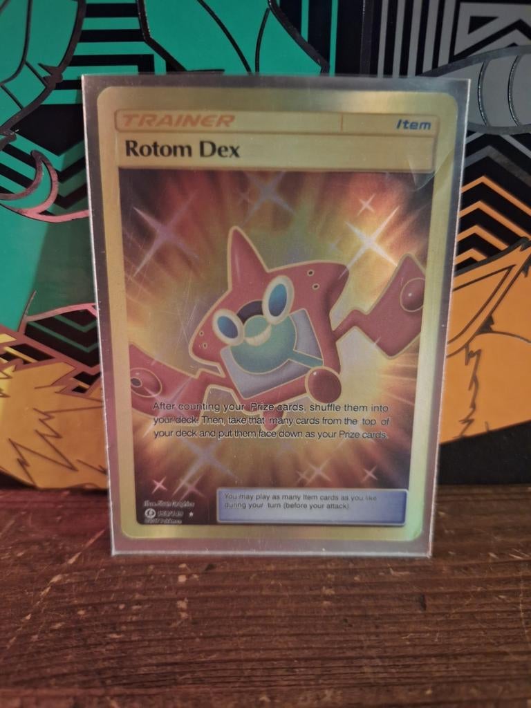 Gouden Rotom Dex Pokémon kaart - Goede kwaliteit, Ophalen of Verzenden, Zo goed als nieuw, Losse kaart, Foil
