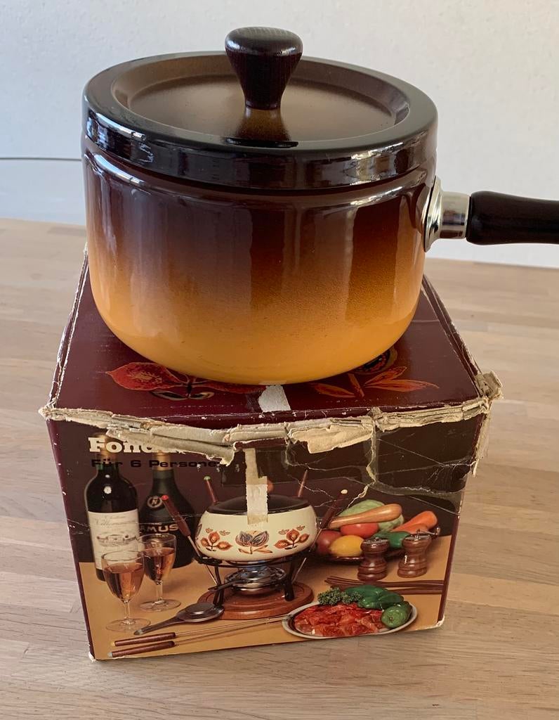 Fonduepan vintage/retro uit jaren 70, Ophalen, Zo goed als nieuw, Fonduepan