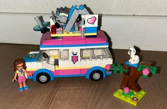 Lego Friends 41333 Camper met Olivia en kat, Ophalen of Verzenden, Zo goed als nieuw, Complete set, Lego