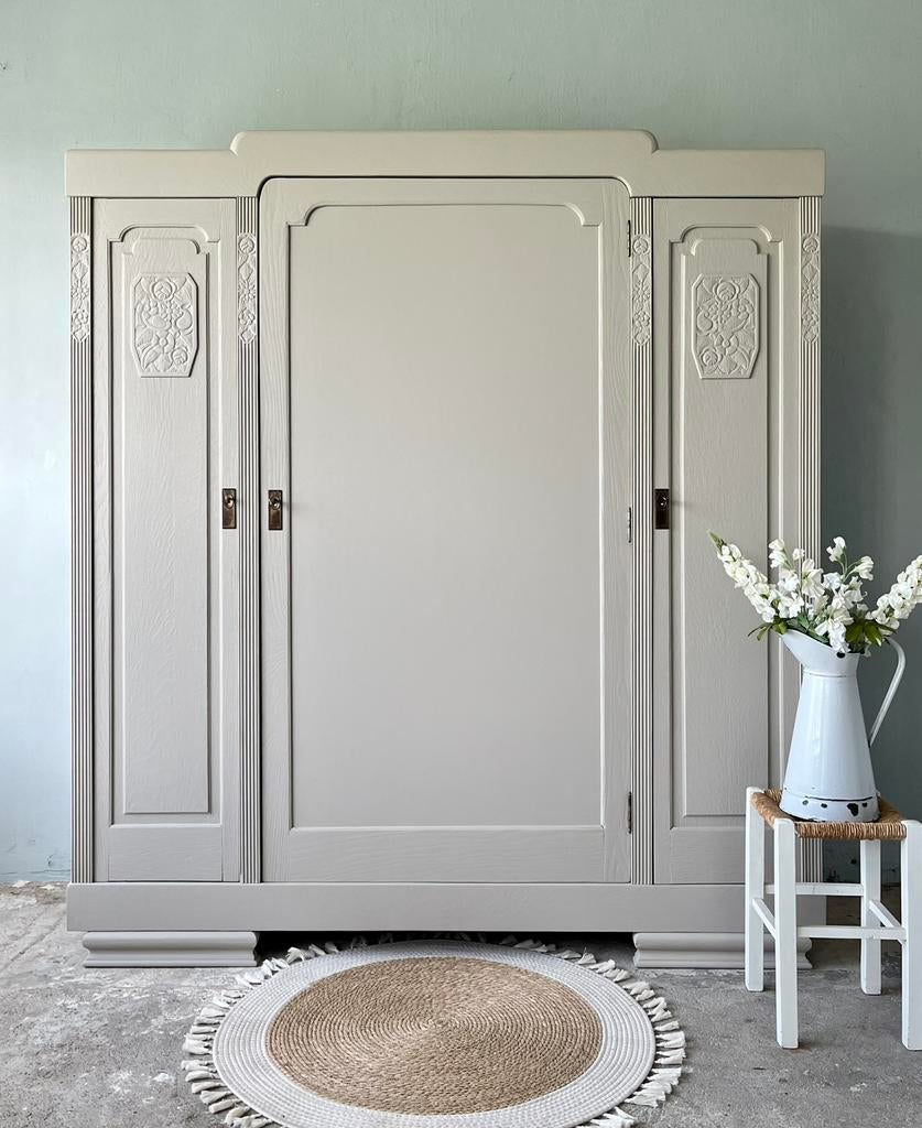 XXL eiken vintage kledingkast linnenkast brocante  kast, Gebruikt, 150 tot 200 cm, Eikenhout, 150 tot 200 cm