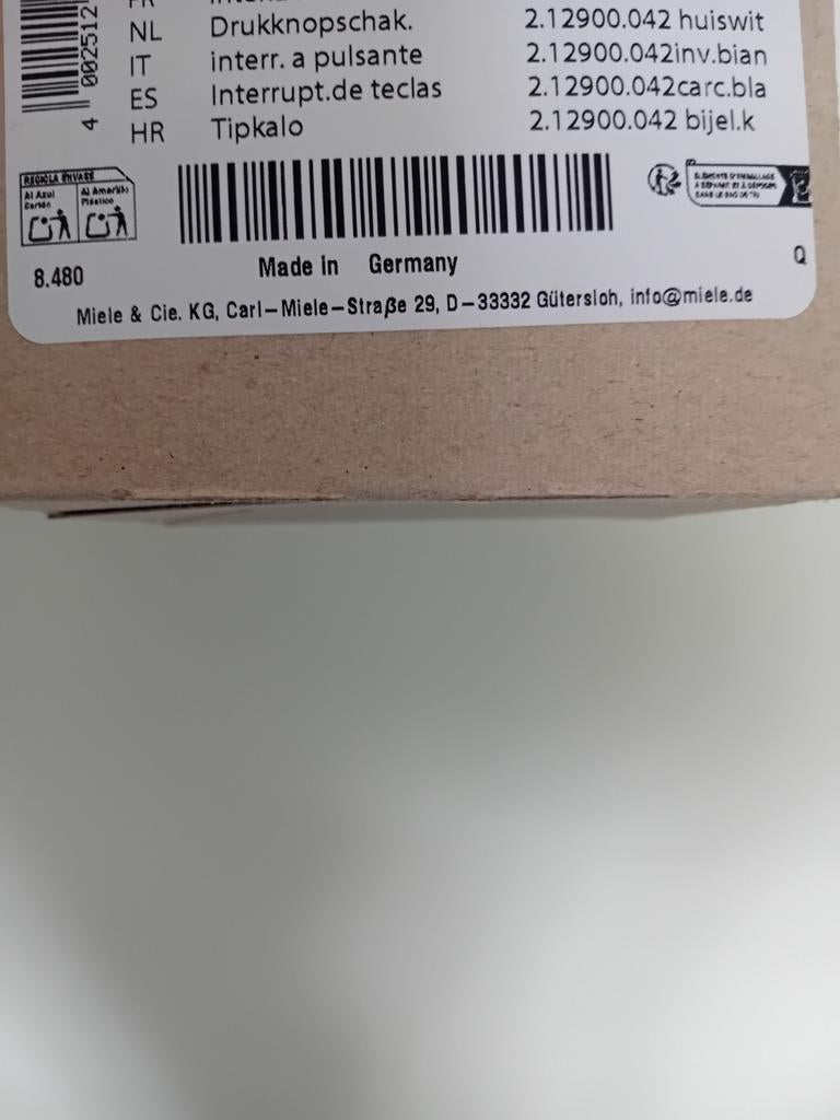 miele drukknopschakelaar t series droger, Ophalen, Nieuw