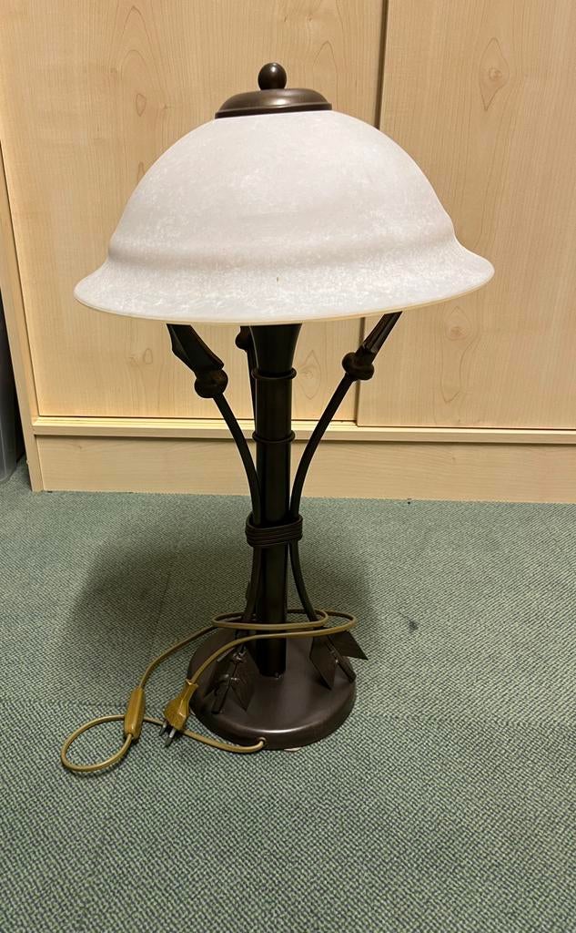 Luxe tafellamp bruin/brons pijlen H 56, Huis en Inrichting, Ophalen, Zo goed als nieuw, Glas, 50 tot 75 cm