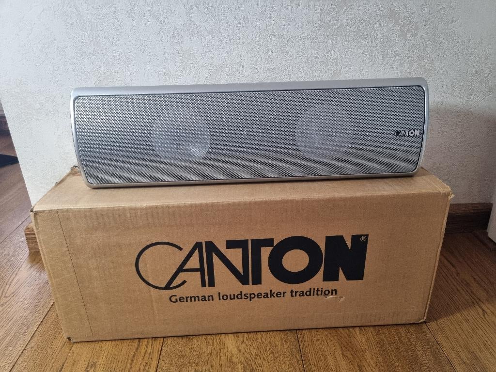 Canton AV 700.2 centerspeaker zilver, Gebruikt, Ophalen of Verzenden, 60 tot 120 watt, Bowers & Wilkins (B&W)