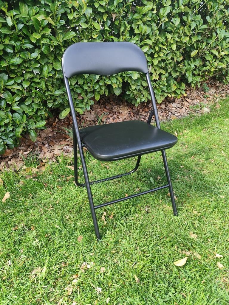 Vig metalen vouwstoel 28 beschikbaar! Ook los te koop!, Ophalen, Zwart, Zo goed als nieuw, Metaal
