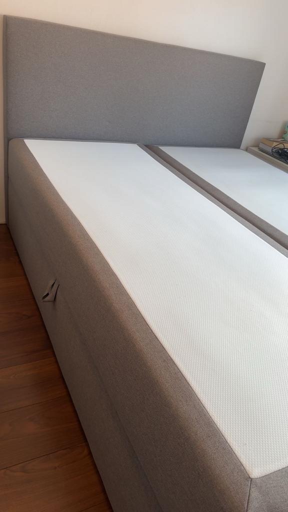 Box orebro taupe malmö stof 160 x 200, Ophalen, Overige kleuren, Tweepersoons, Zo goed als nieuw