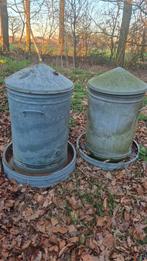 Zinken voersilo voor kippen., Ophalen, Gebruikt, Drinken en Voederen