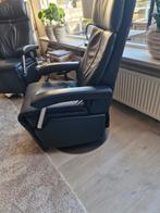 PROMINENT STA OP STOEL FAUTEUIL L draaischijf leer zwart rvs, Huis en Inrichting, Fauteuils, Ophalen, Minder dan 75 cm, Leer, Luxe comfort